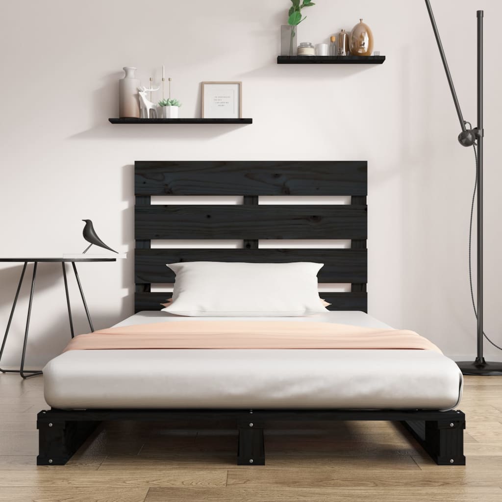 Cadre de lit Noir 75x190 cm Bois pin massif Petit simple Lits & cadres de lit vidaXL   