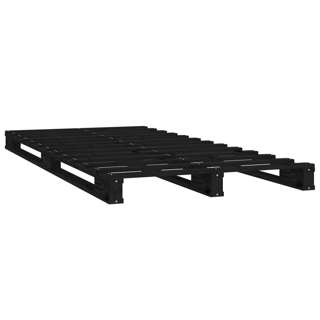 Cadre de lit Noir 75x190 cm Bois pin massif Petit simple Lits & cadres de lit vidaXL   