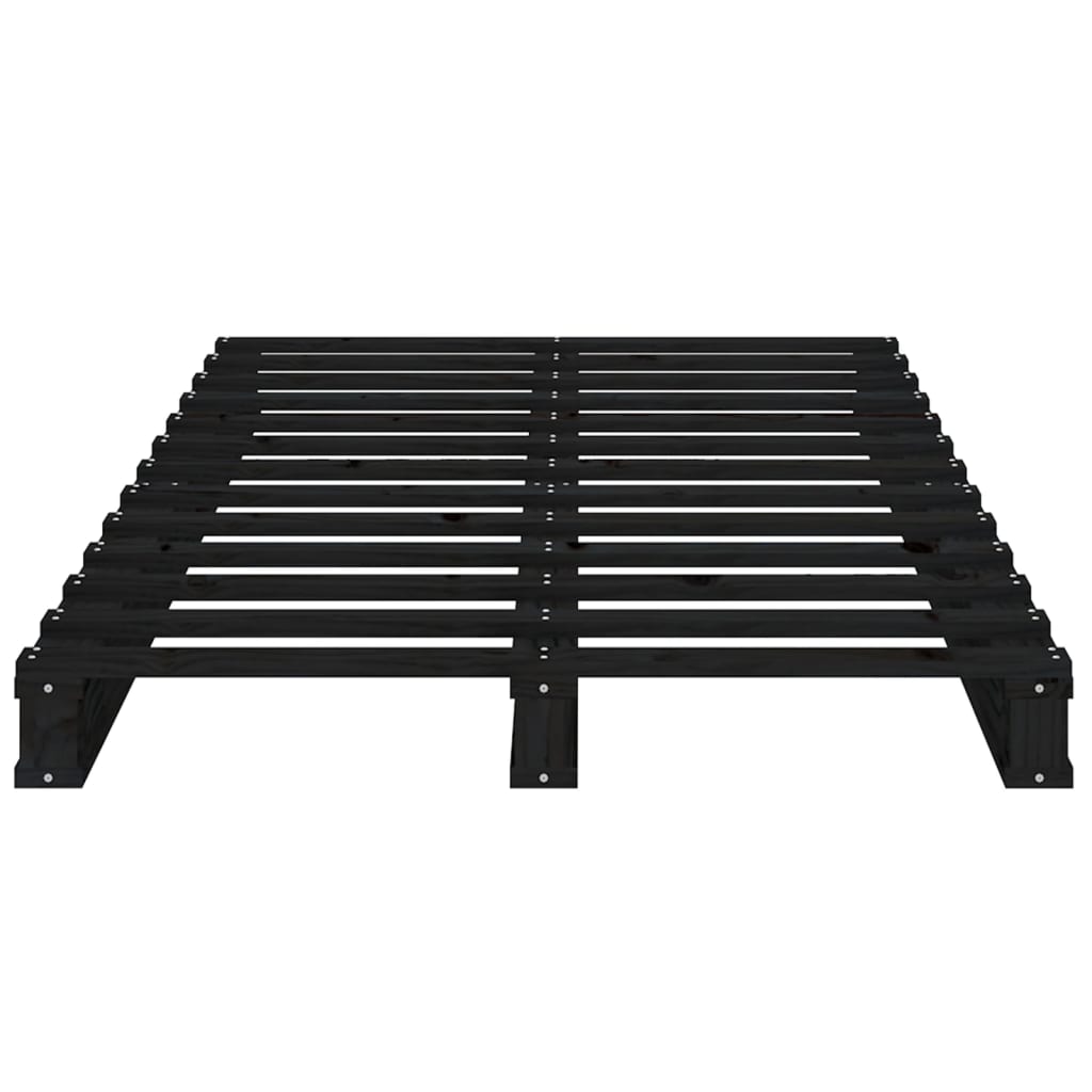 Cadre de lit Noir 75x190 cm Bois pin massif Petit simple Lits & cadres de lit vidaXL   
