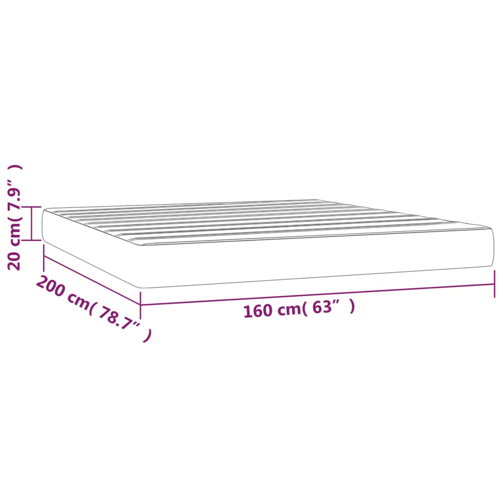 Matelas de lit à ressorts ensachés Gris foncé 160x200x20 cm Matelas vidaXL   