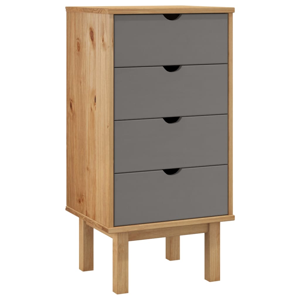 Commode OTTA marron et gris 45x39x90 cm bois de pin massif Commodes vidaXL   