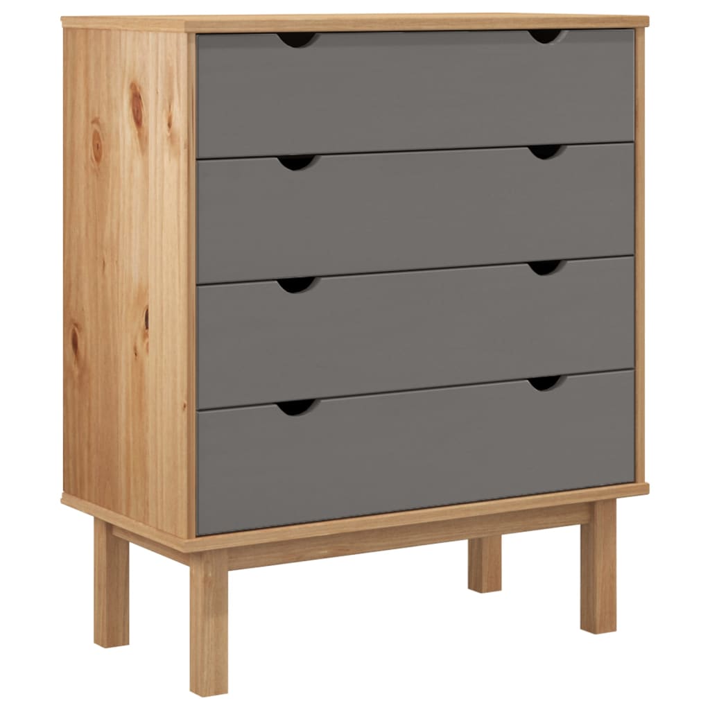 Commode OTTA Marron et gris 76,5x39,5x90 cm Bois de pin massif Commodes vidaXL   