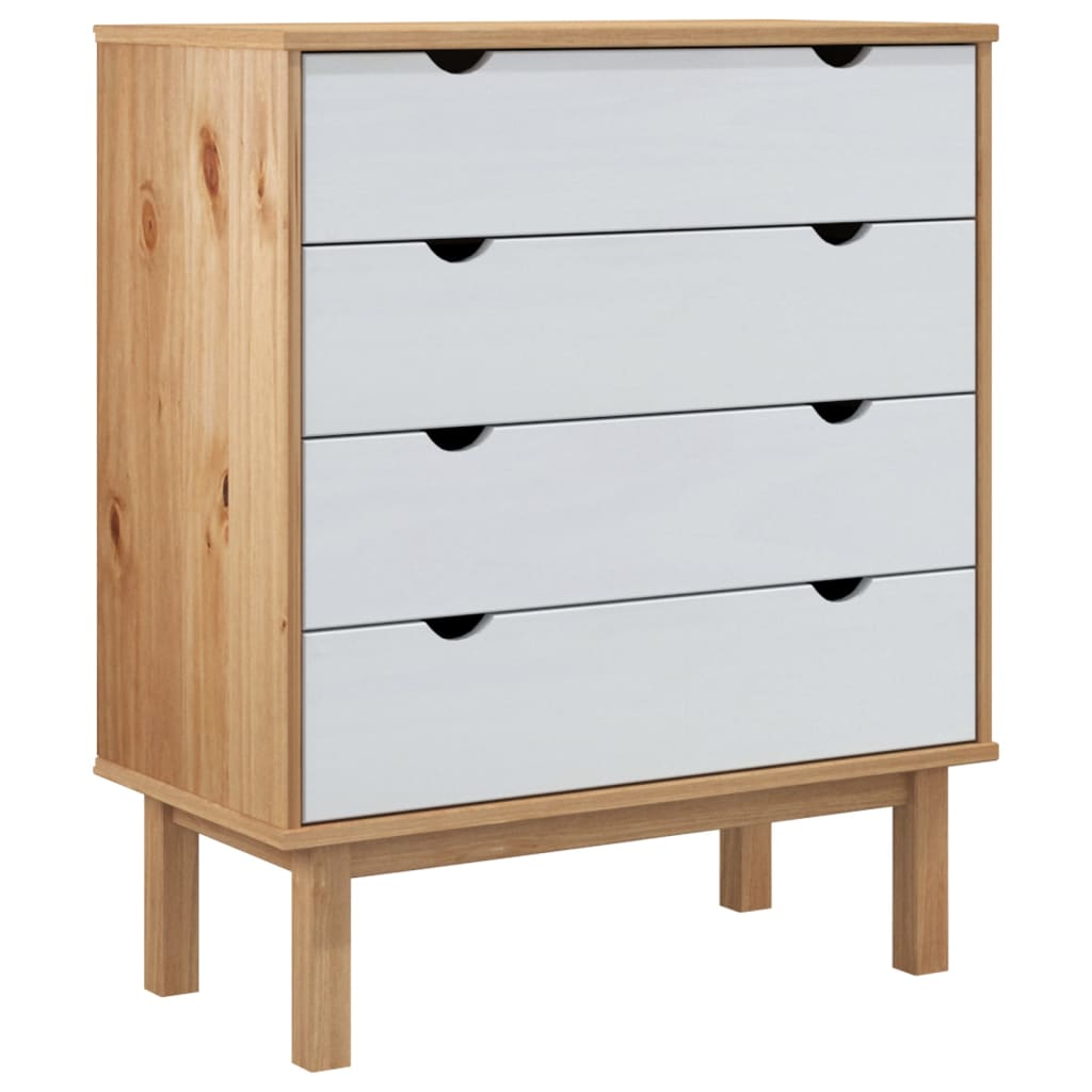 Commode OTTA Marron et blanc 76,5x39,5x90 cm Bois de pin massif Commodes vidaXL   