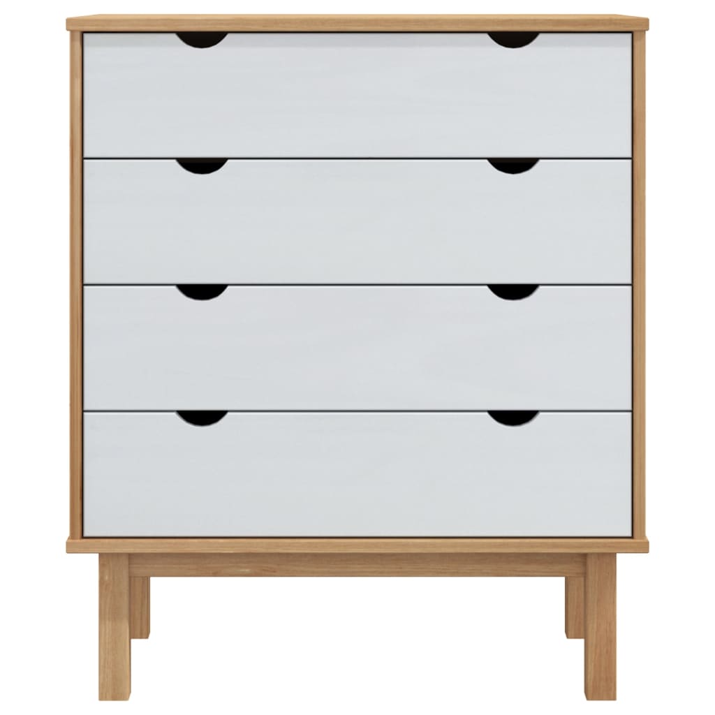 Commode OTTA Marron et blanc 76,5x39,5x90 cm Bois de pin massif Commodes vidaXL   