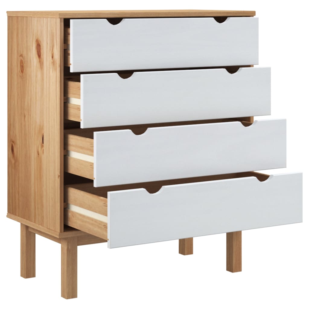 Commode OTTA Marron et blanc 76,5x39,5x90 cm Bois de pin massif Commodes vidaXL   