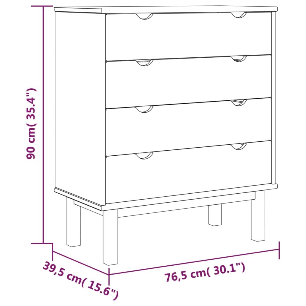 Commode OTTA Marron et blanc 76,5x39,5x90 cm Bois de pin massif Commodes vidaXL   