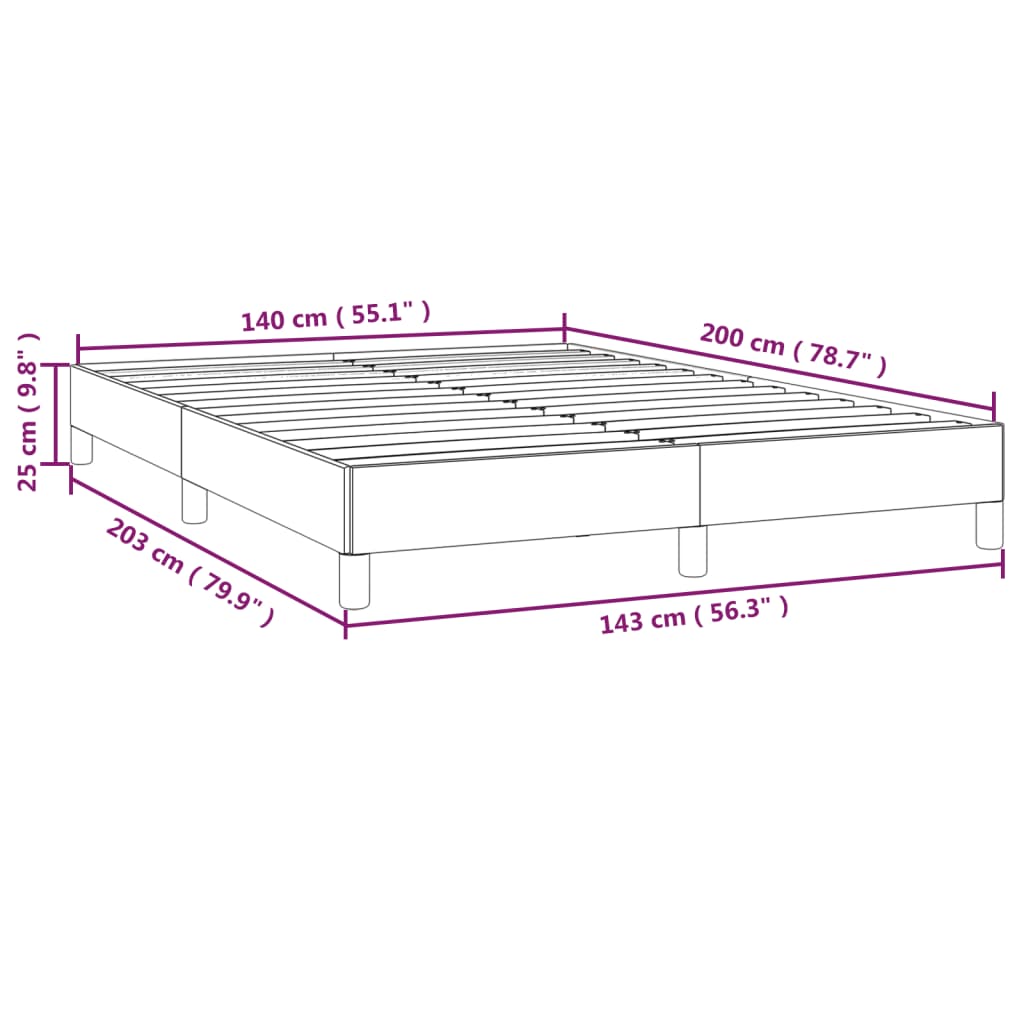 Cadre de lit Gris foncé 140 x 200 cm Tissu Lits & cadres de lit vidaXL   