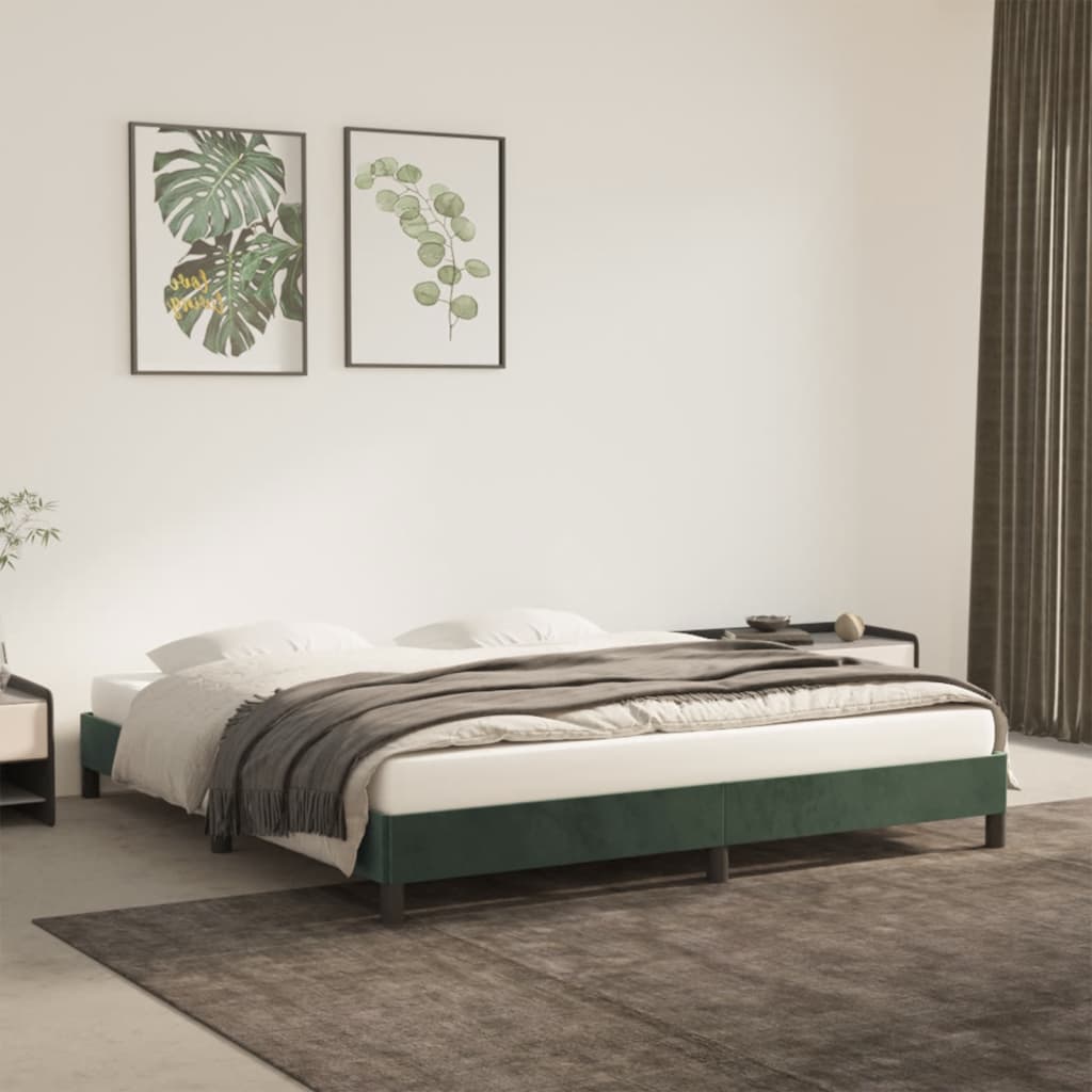 Cadre de lit Vert foncé 180x200 cm Velours Lits & cadres de lit vidaXL   