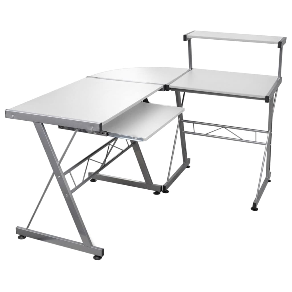 Bureau d'ordinateur d'angle Blanc 132x112x99 cm Bois ingénierie Bureaux vidaXL   