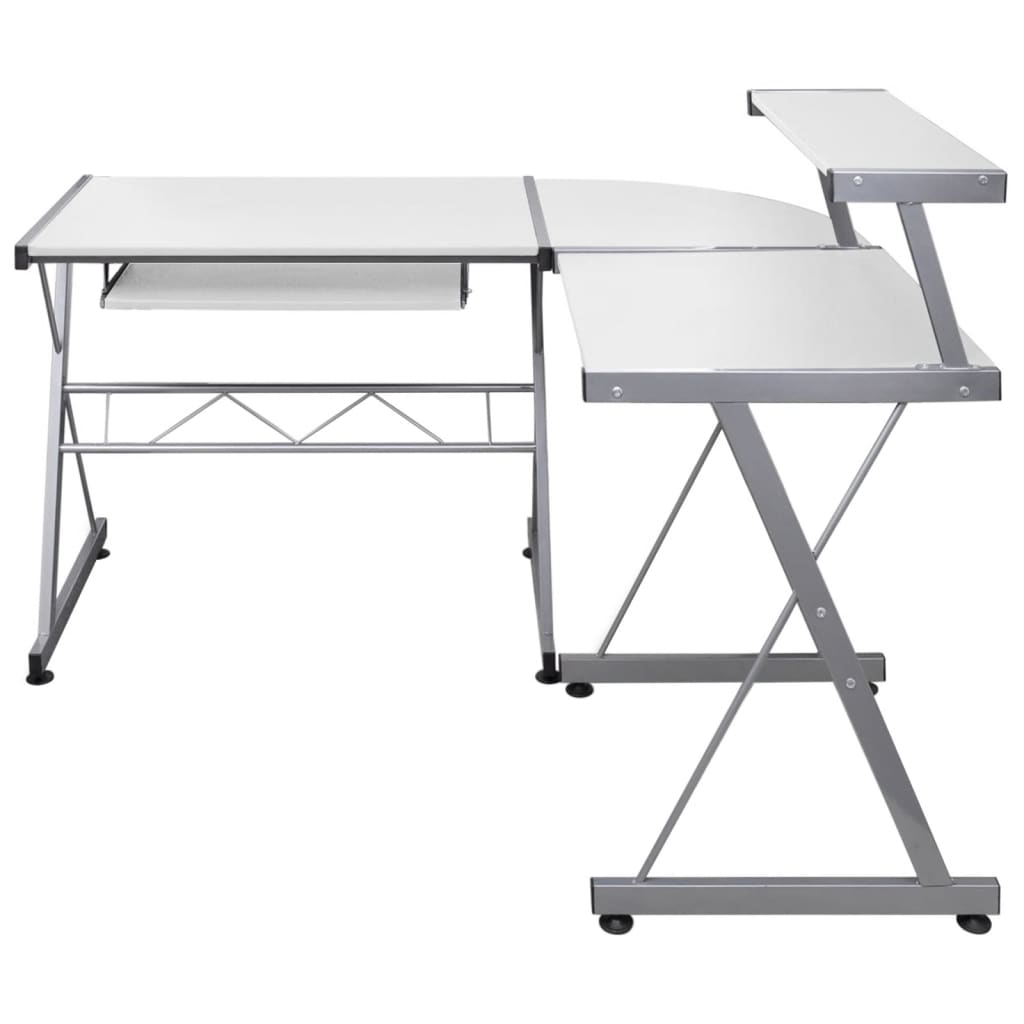 Bureau d'ordinateur d'angle Blanc 132x112x99 cm Bois ingénierie Bureaux vidaXL   
