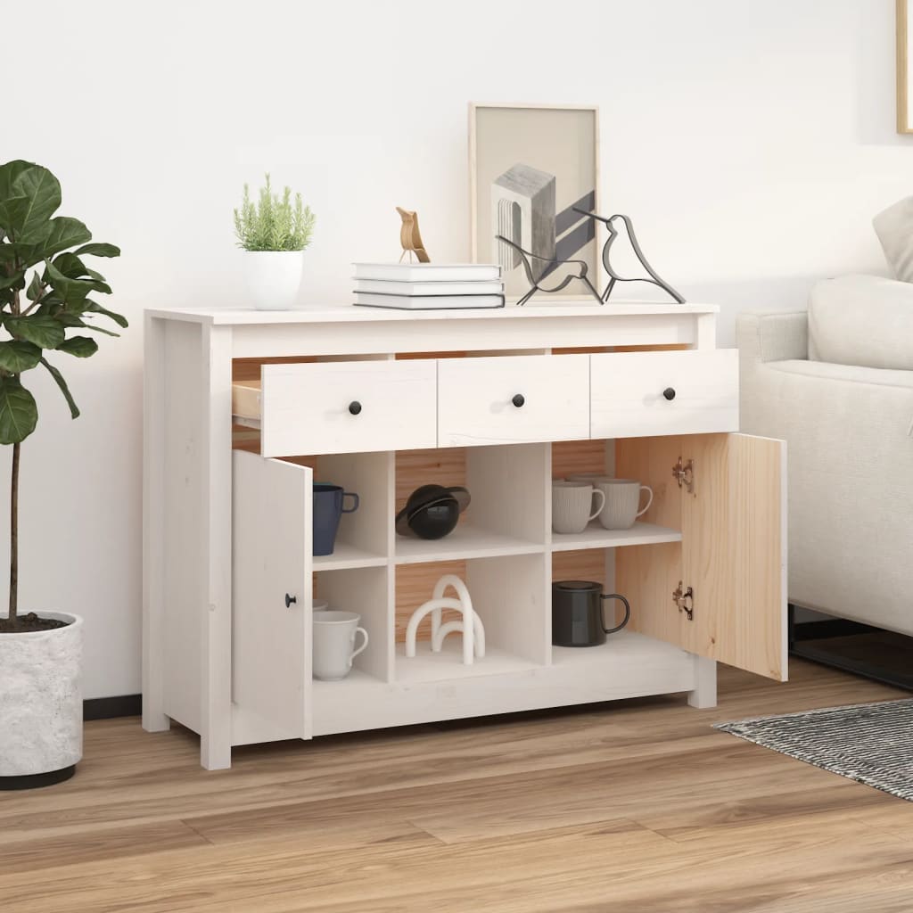 Buffet Blanc 100x35x74,5 cm Bois massif de pin Buffets & bahuts vidaXL   