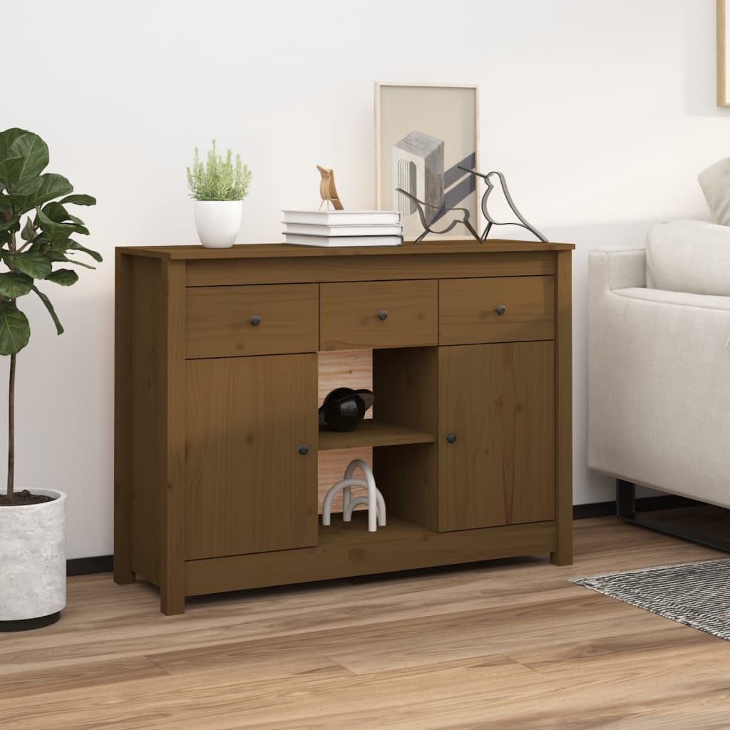 Buffet Marron miel 100x35x74,5 cm Bois massif de pin Buffets & bahuts vidaXL   