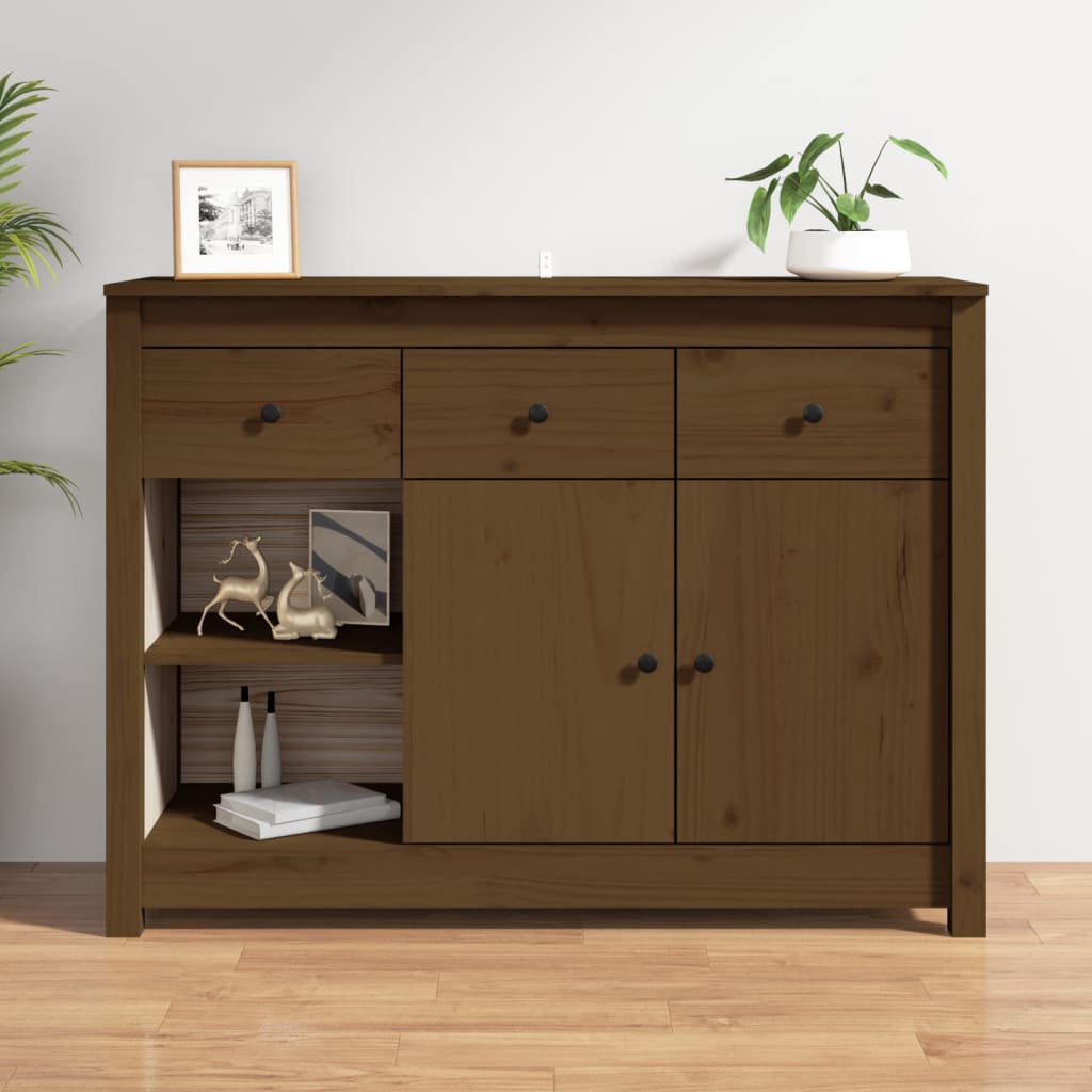 Buffet Marron miel 100x35x74 cm Bois massif de pin Buffets & bahuts vidaXL   