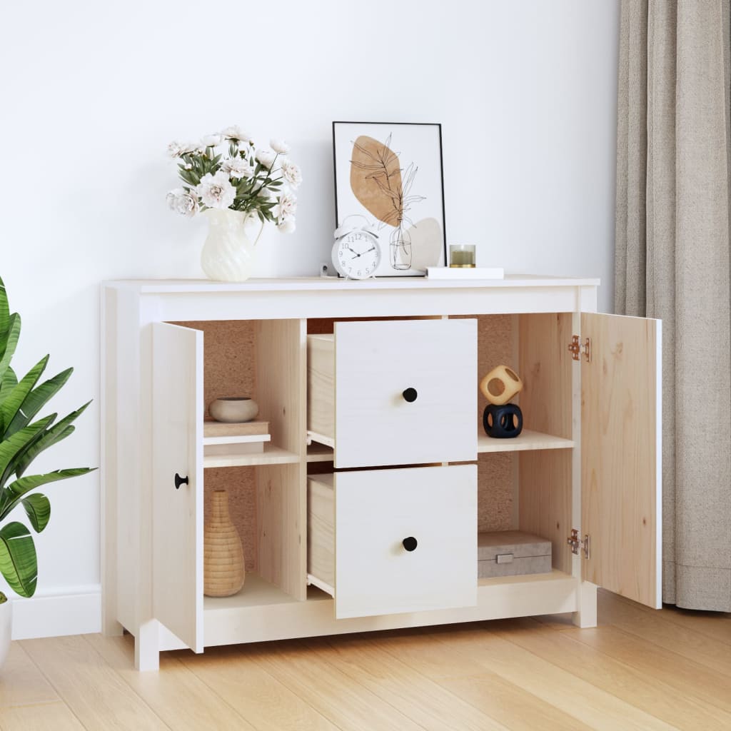 Buffet Blanc 100x35x74 cm Bois massif de pin Buffets & bahuts vidaXL   
