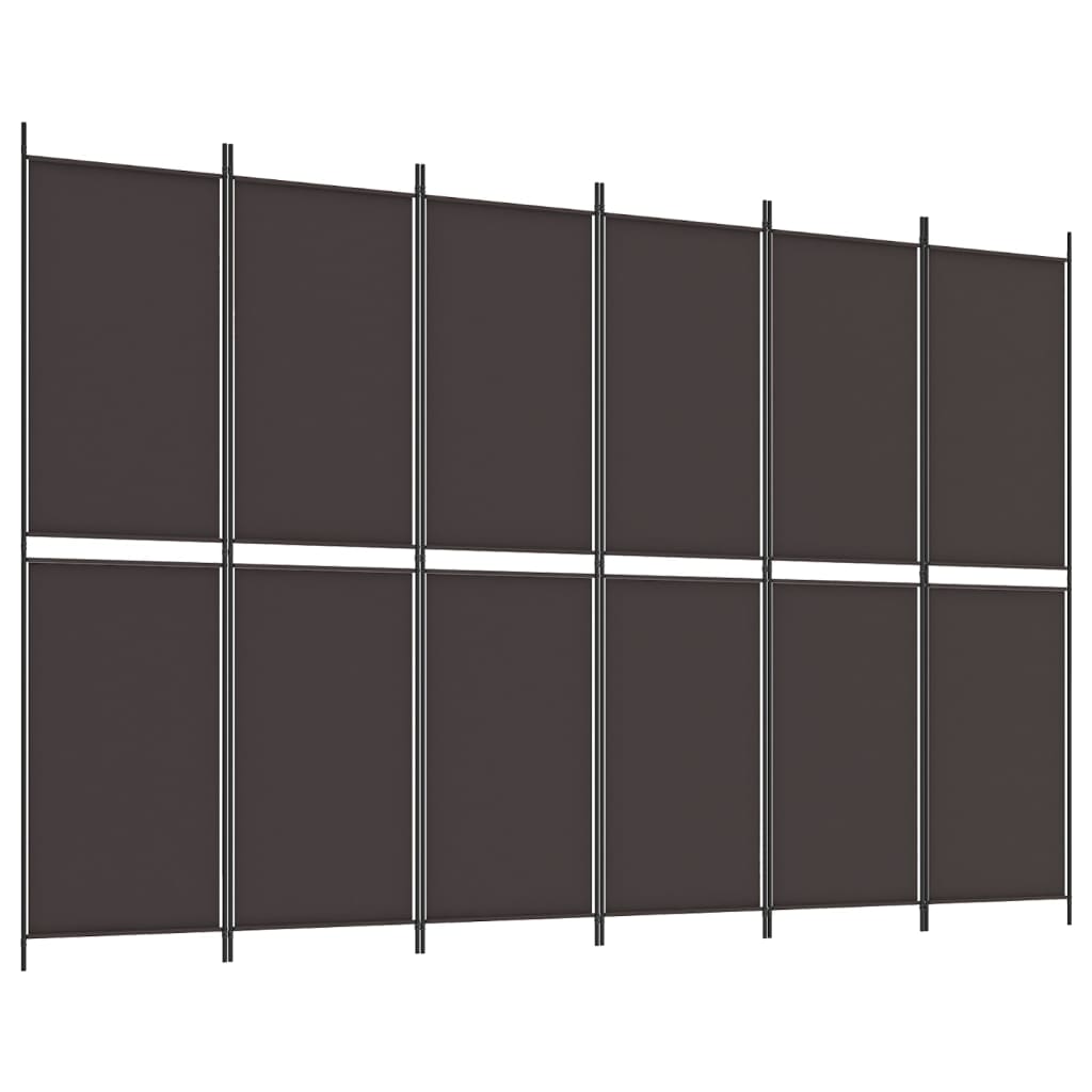 Cloison de séparation 6 panneaux Marron 300x200 cm Tissu Séparateurs de pièces vidaXL   