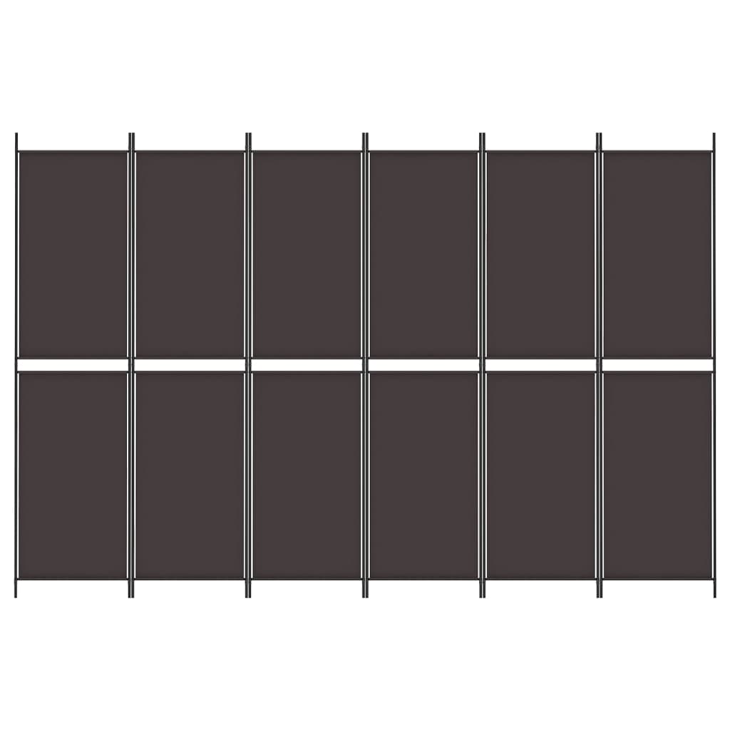 Cloison de séparation 6 panneaux Marron 300x200 cm Tissu Séparateurs de pièces vidaXL   