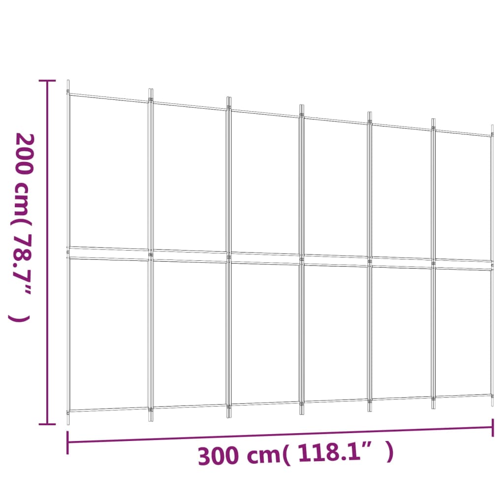 Cloison de séparation 6 panneaux Marron 300x200 cm Tissu Séparateurs de pièces vidaXL   