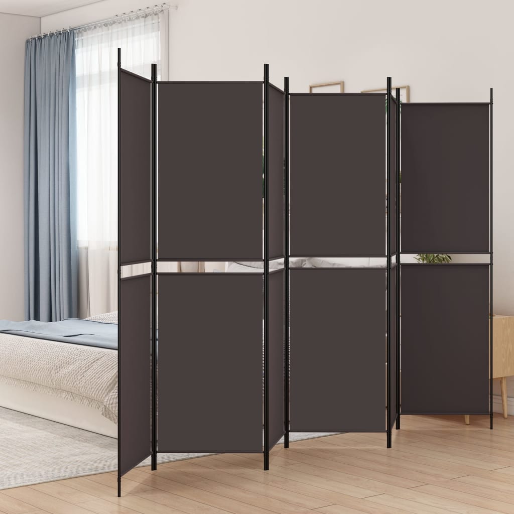 Cloison de séparation 6 panneaux Marron 300x200 cm Tissu Séparateurs de pièces vidaXL   