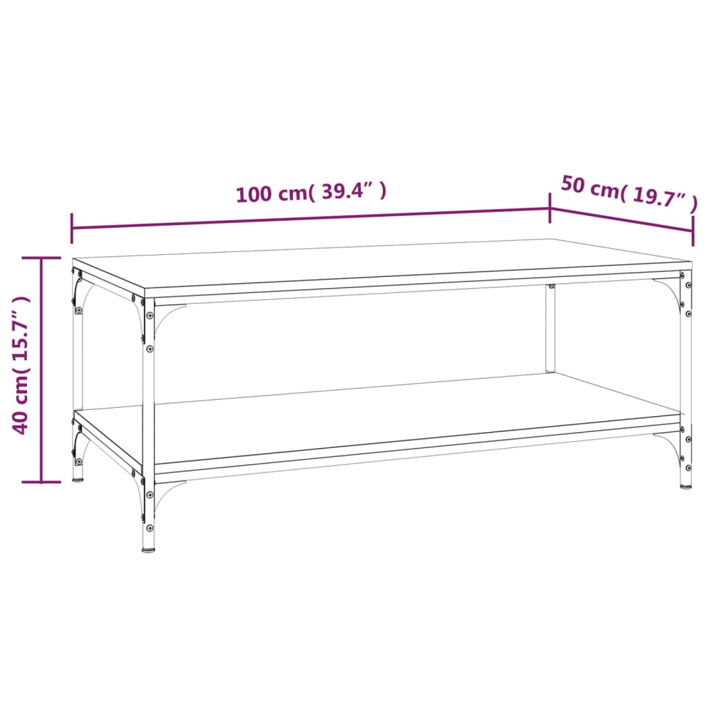 Table basse Chêne marron 100x50x40 cm Bois d'ingénierie Tables basses vidaXL   