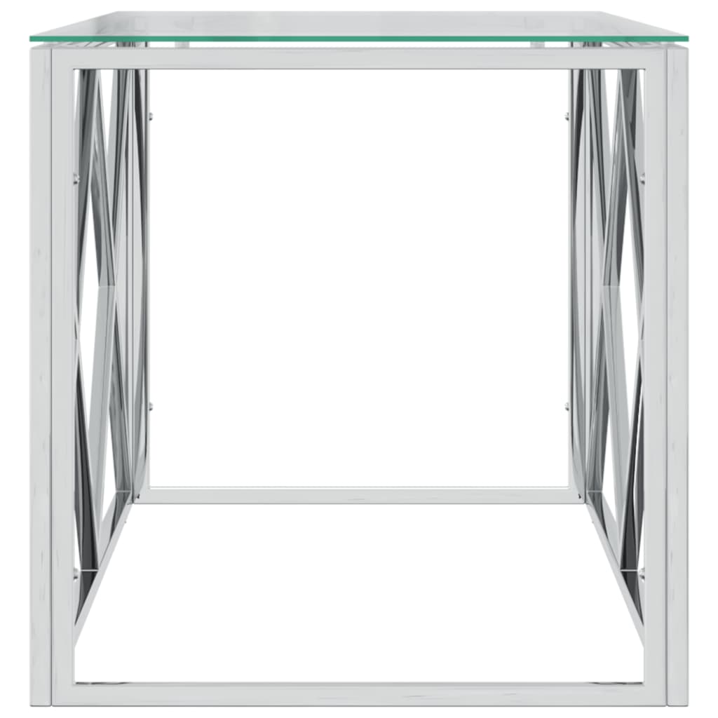 Table basse 110x45x45 cm acier inoxydable et verre Tables basses vidaXL   