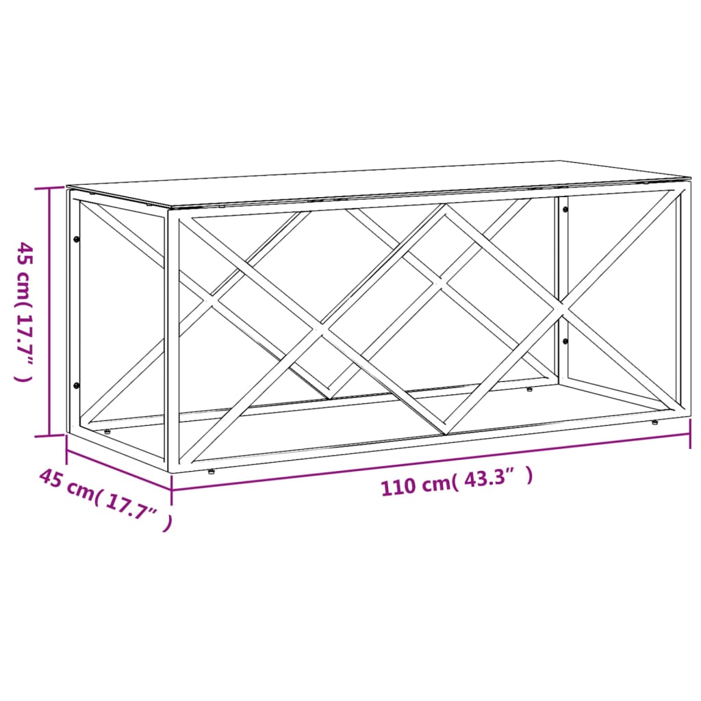 Table basse 110x45x45 cm acier inoxydable et verre Tables basses vidaXL   