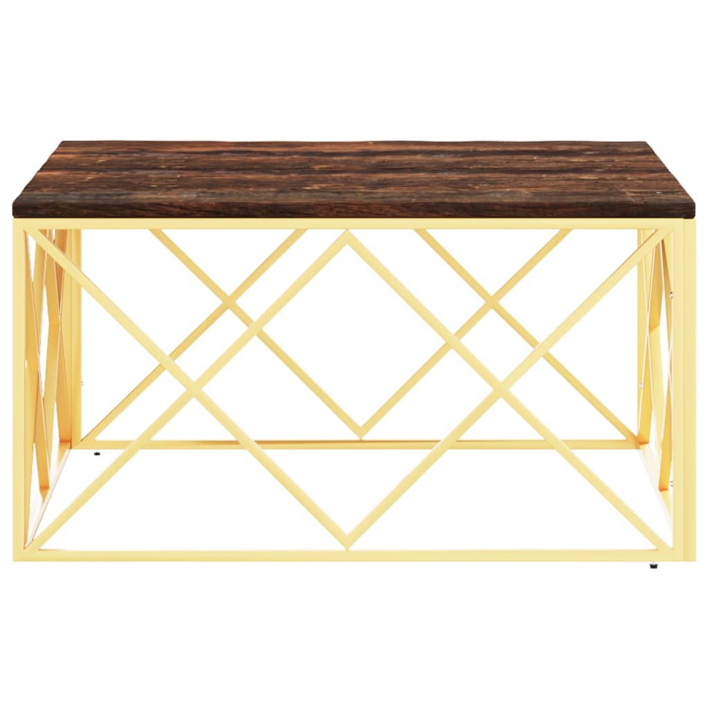 Table basse doré acier inoxydable et bois massif récupération Tables basses vidaXL   
