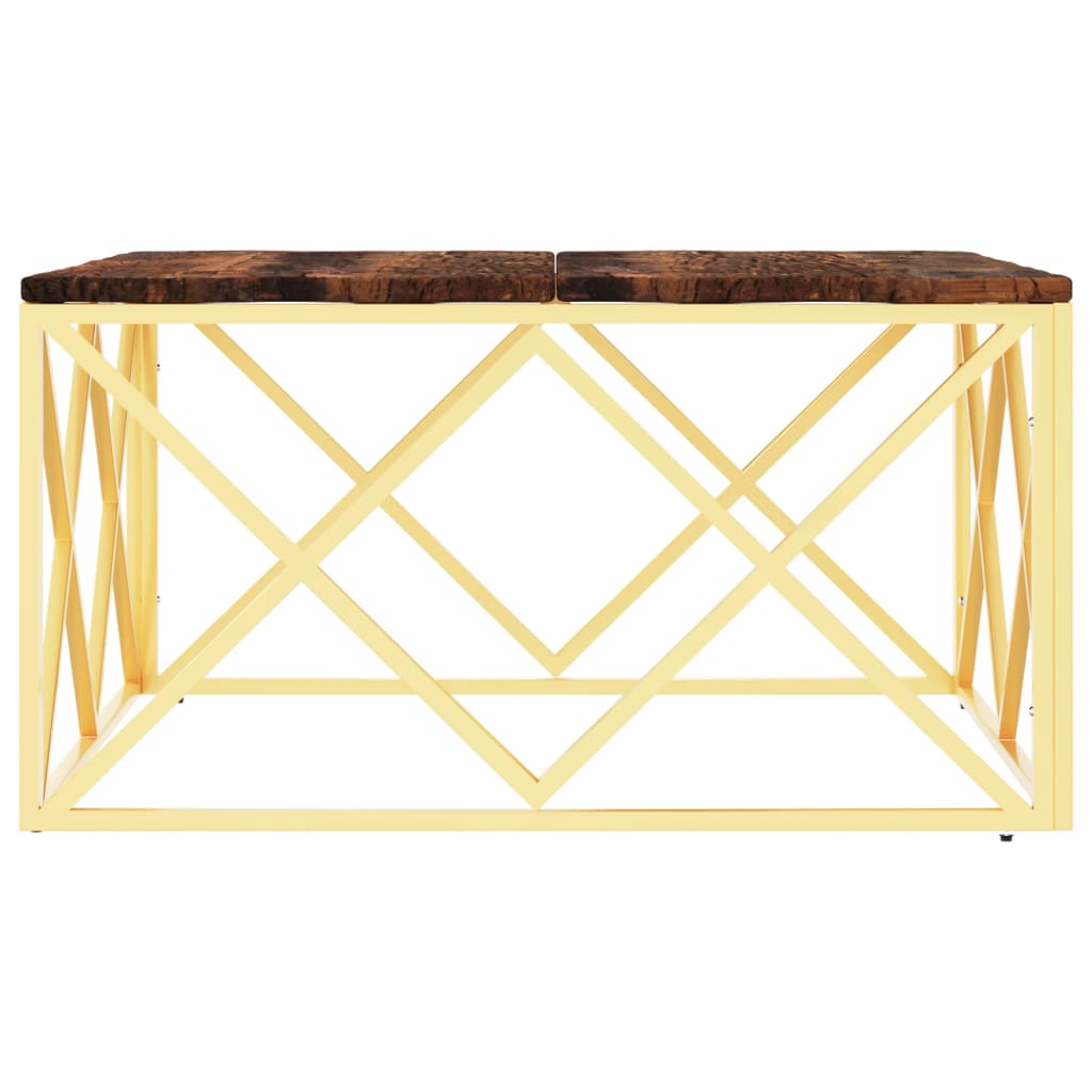 Table basse doré acier inoxydable et bois massif récupération Tables basses vidaXL   