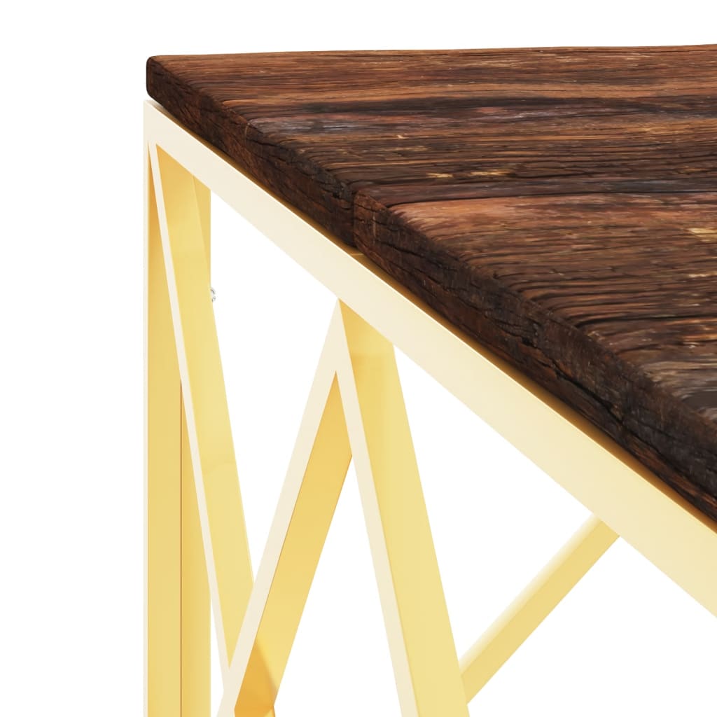 Table basse doré acier inoxydable et bois massif récupération Tables basses vidaXL   