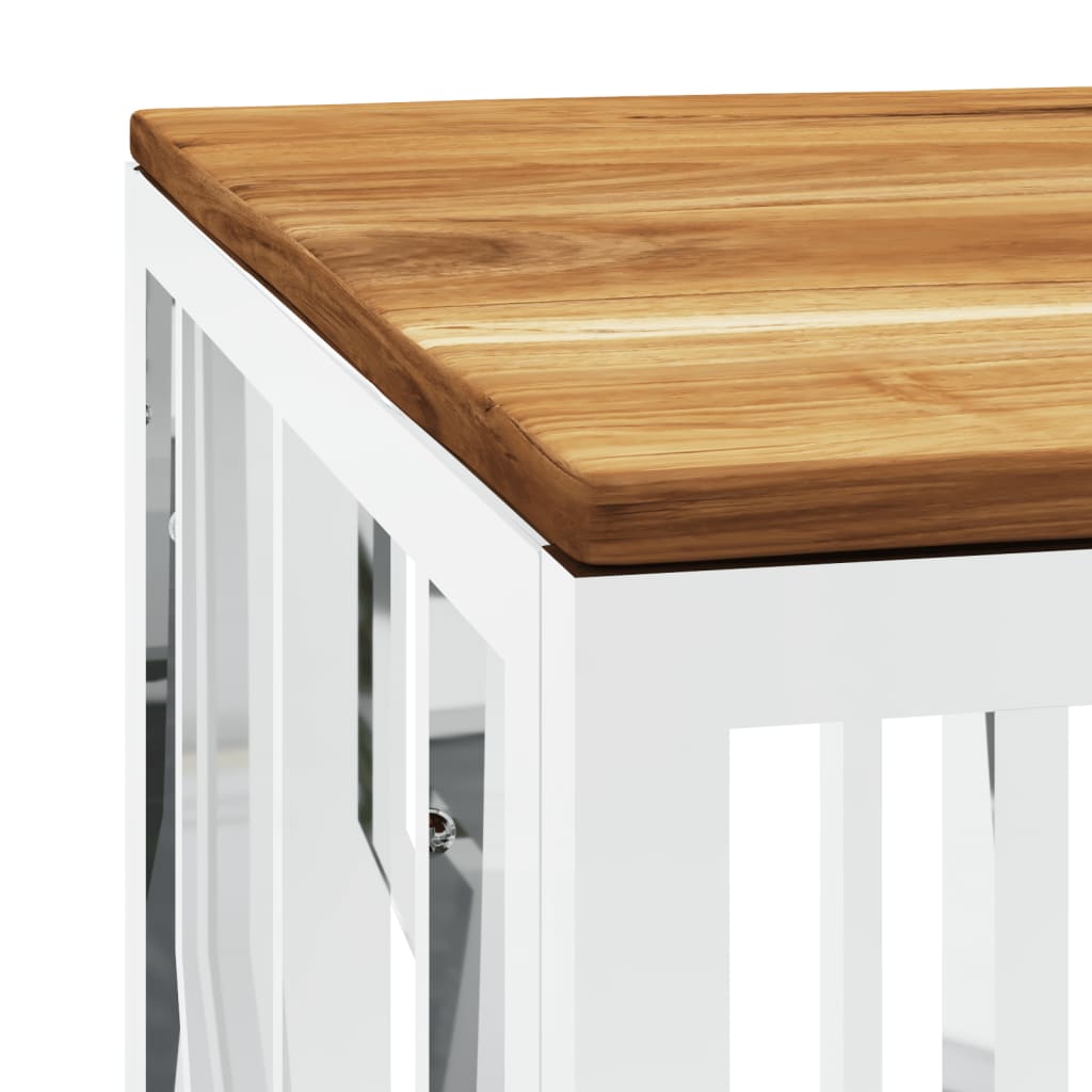 Table basse argenté acier inoxydable et bois massif d'acacia Tables basses vidaXL   