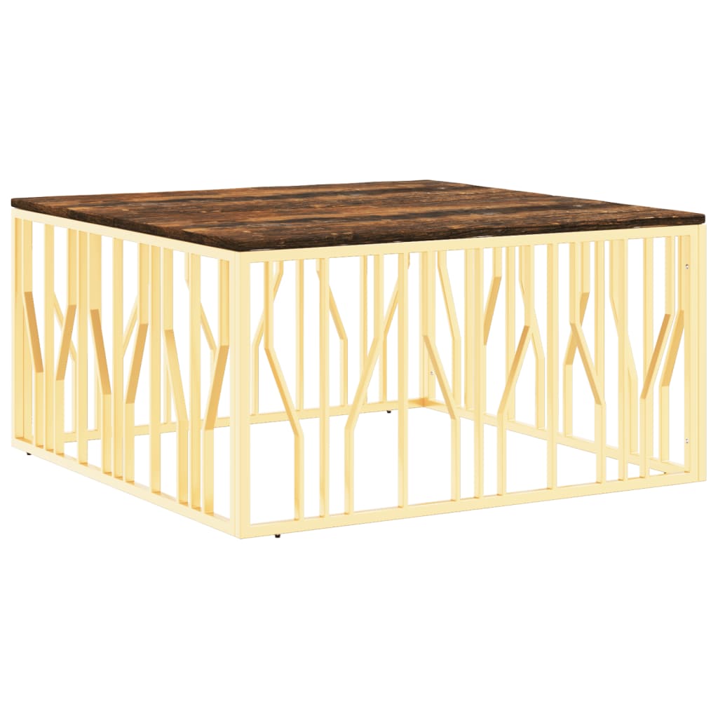 Table basse doré acier inoxydable et bois massif récupération Tables basses vidaXL   