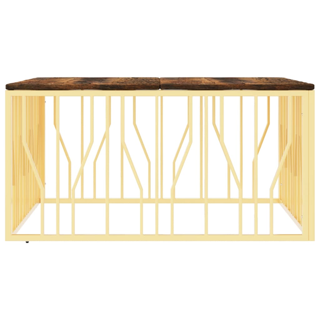 Table basse doré acier inoxydable et bois massif récupération Tables basses vidaXL   