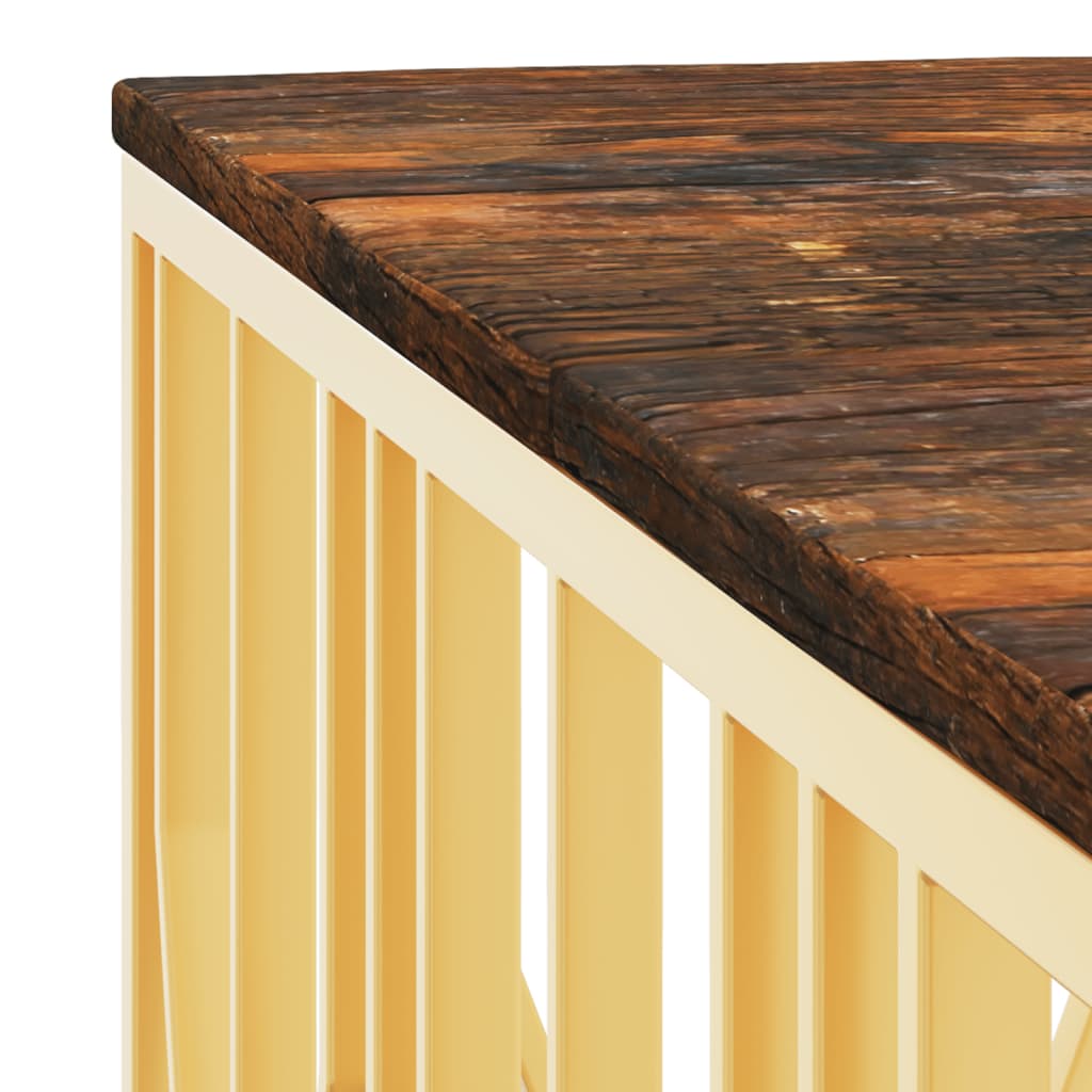 Table basse doré acier inoxydable et bois massif récupération Tables basses vidaXL   