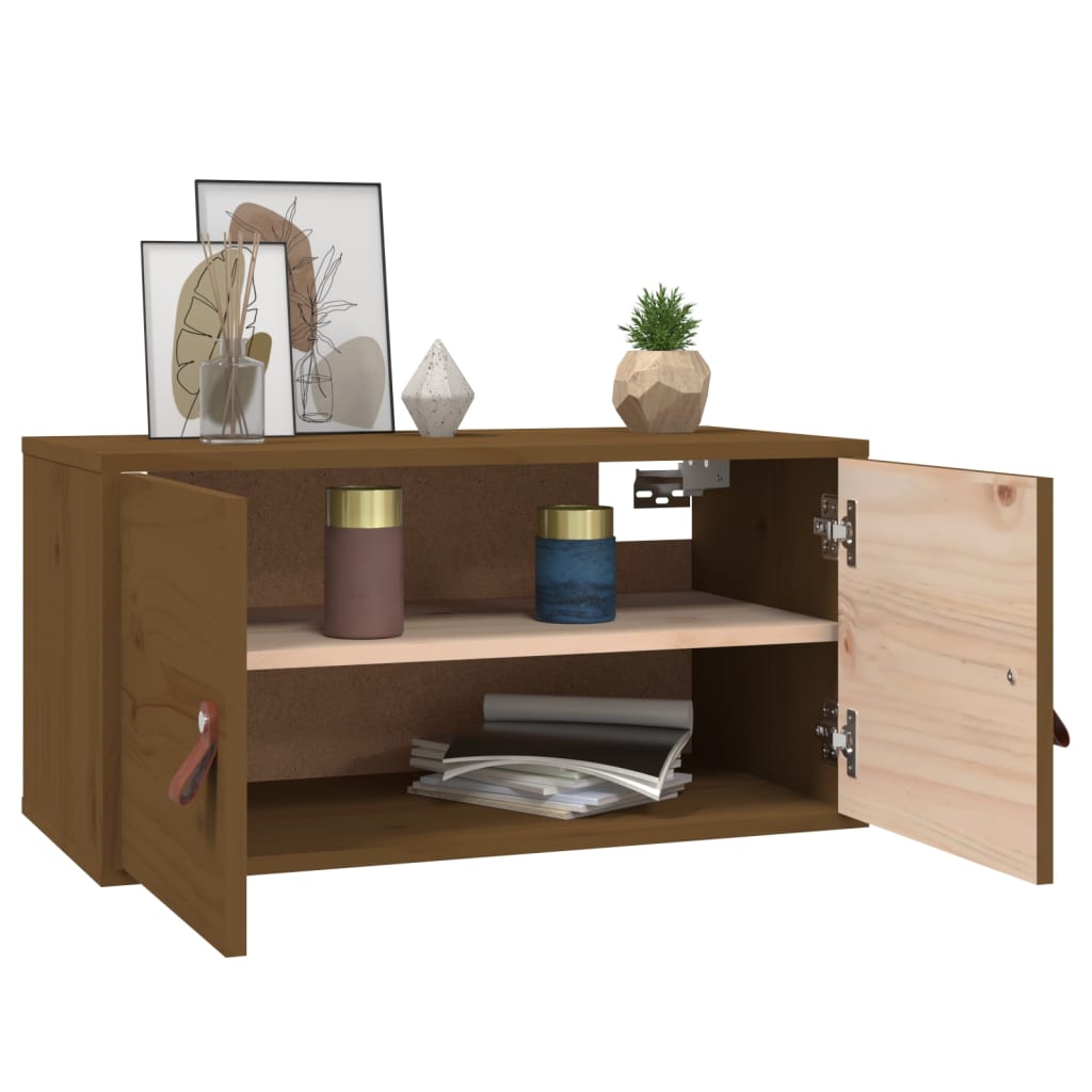 Armoire murale Marron miel 60x30x30 cm Bois de pin massif Étagères murales & corniches vidaXL   