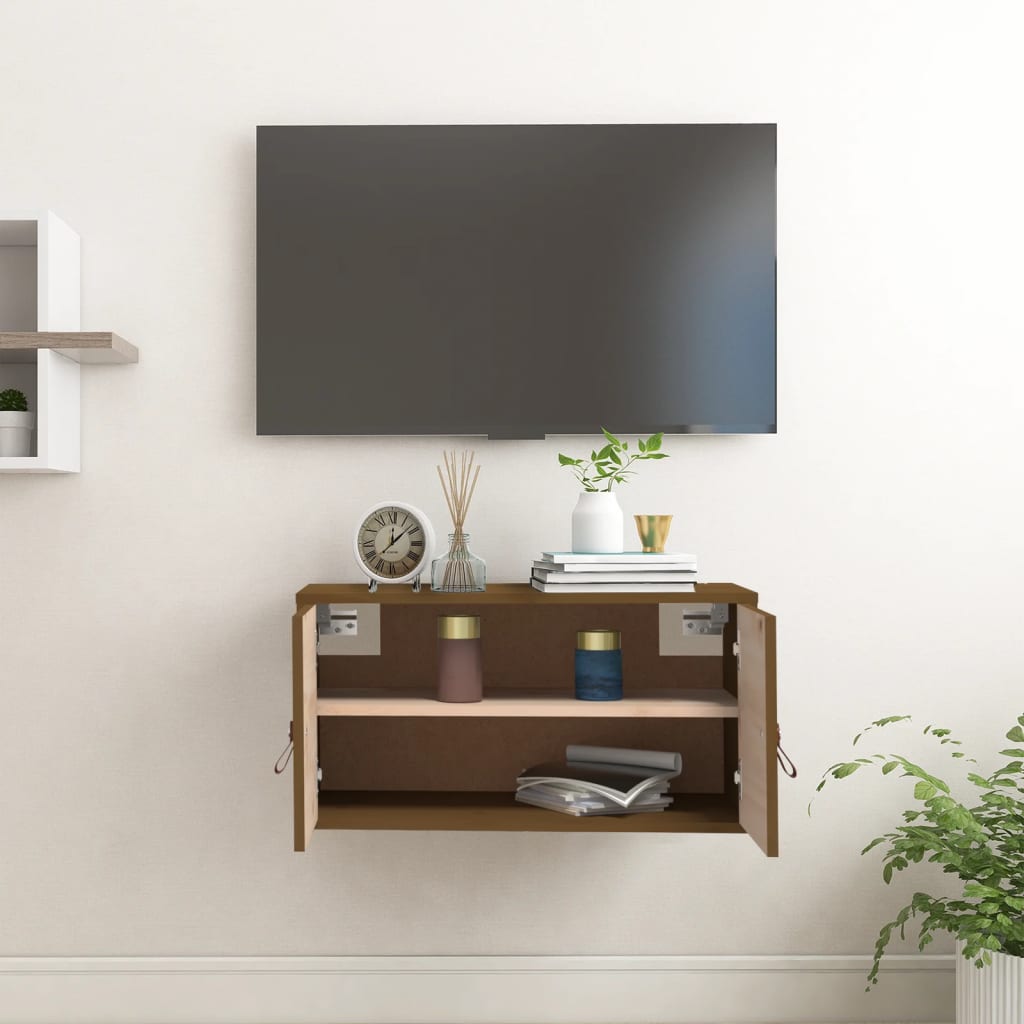 Armoire murale Marron miel 60x30x30 cm Bois de pin massif Étagères murales & corniches vidaXL   