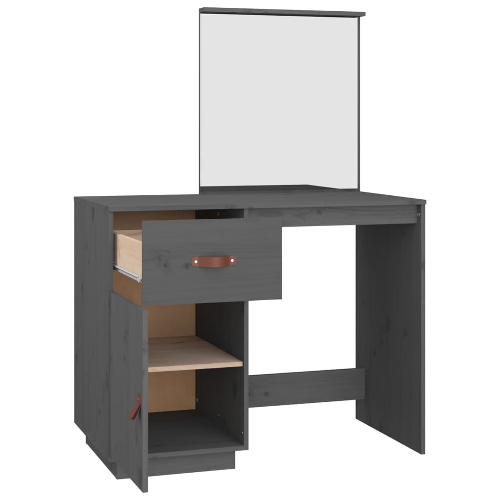 Coiffeuse Gris 95x50x134 cm Bois de pin massif Coiffeuses vidaXL   