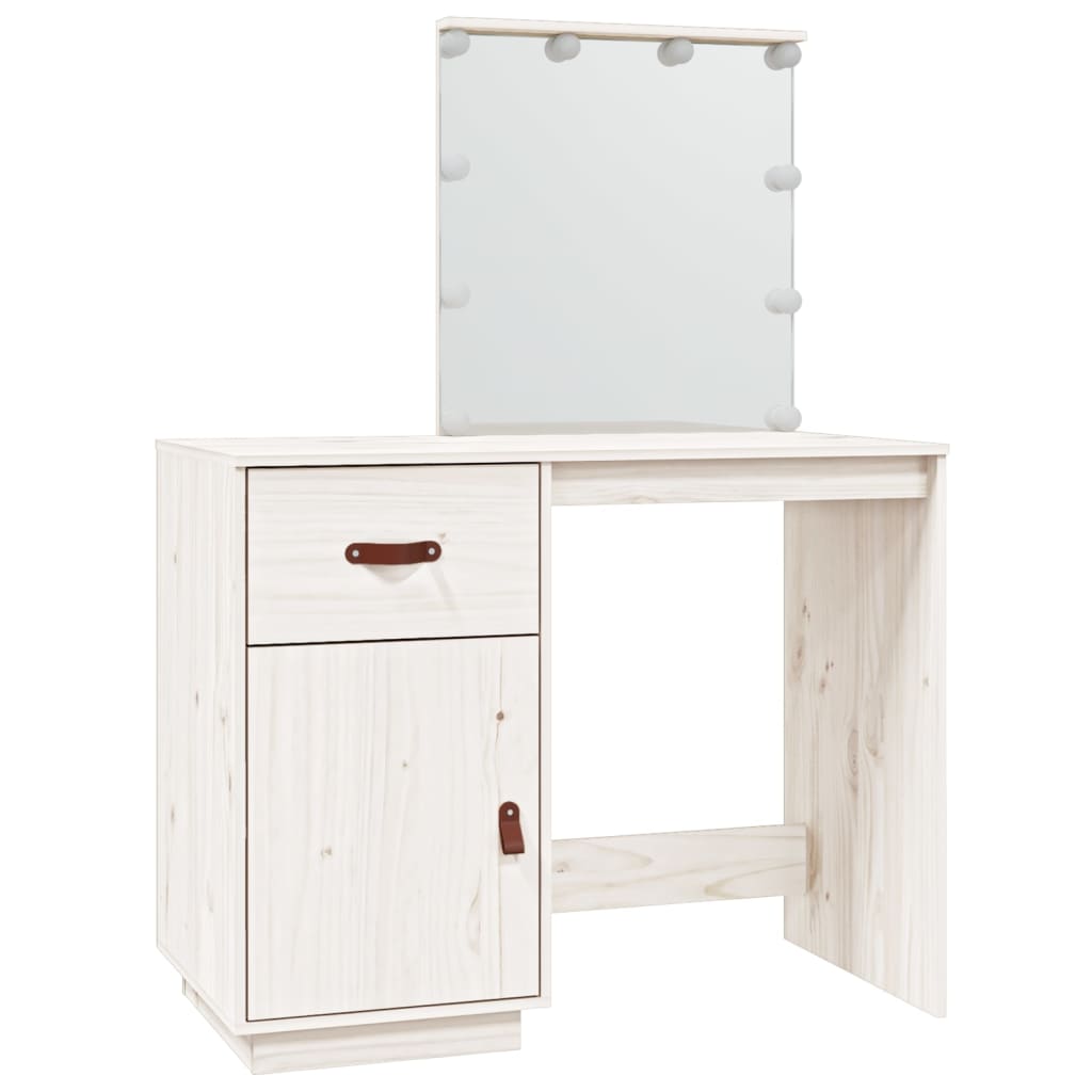 Coiffeuse avec LED Blanc 95x50x133,5 cm Bois de pin massif Coiffeuses vidaXL   