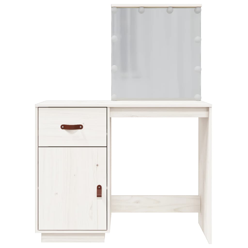 Coiffeuse avec LED Blanc 95x50x133,5 cm Bois de pin massif Coiffeuses vidaXL   