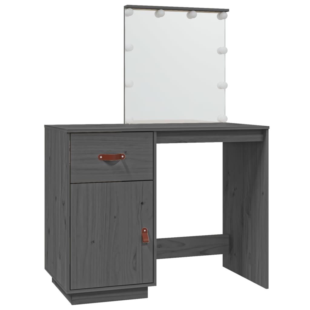 Coiffeuse avec LED Gris 95x50x133,5 cm Bois de pin massif Coiffeuses vidaXL   