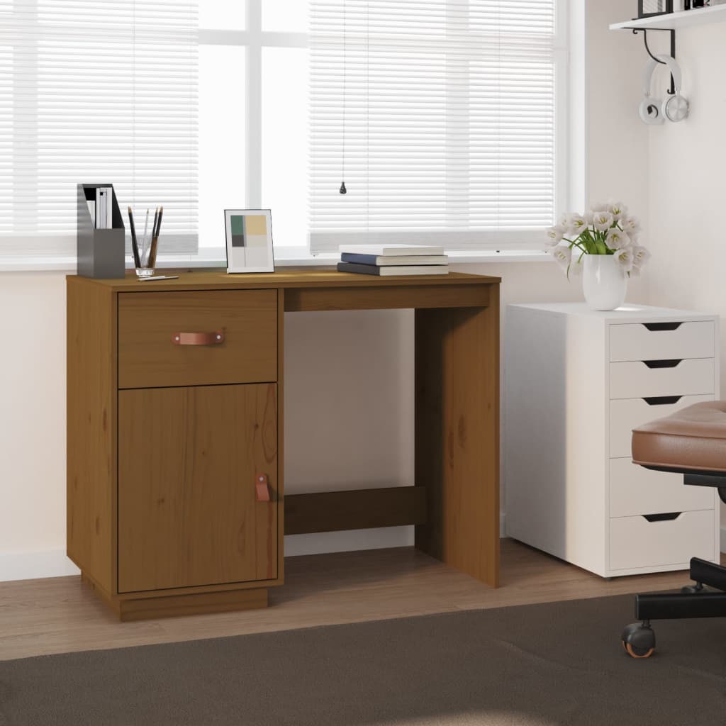 Bureau Marron miel 95x50x75 cm Bois massif de pin Bureaux vidaXL   