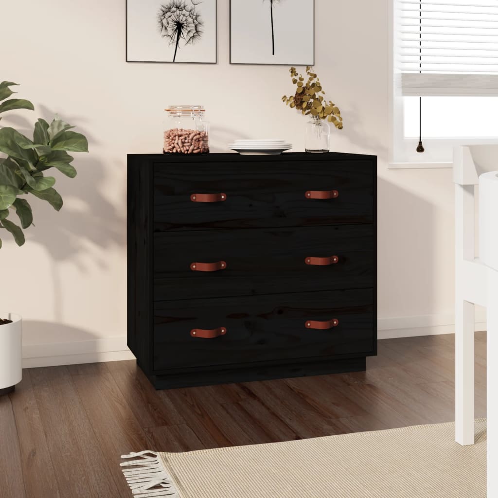 Buffet Noir 80x40x75 cm Bois massif de pin Buffets & bahuts vidaXL   