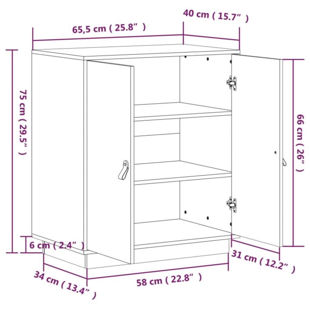 Buffet Gris 65,5x40x75 cm Bois massif de pin Buffets & bahuts vidaXL   
