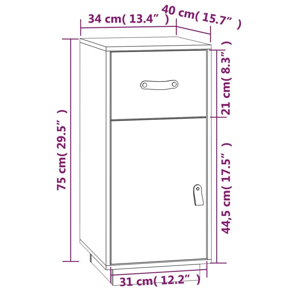 Buffet Blanc 34x40x75 cm Bois massif de pin Buffets & bahuts vidaXL   
