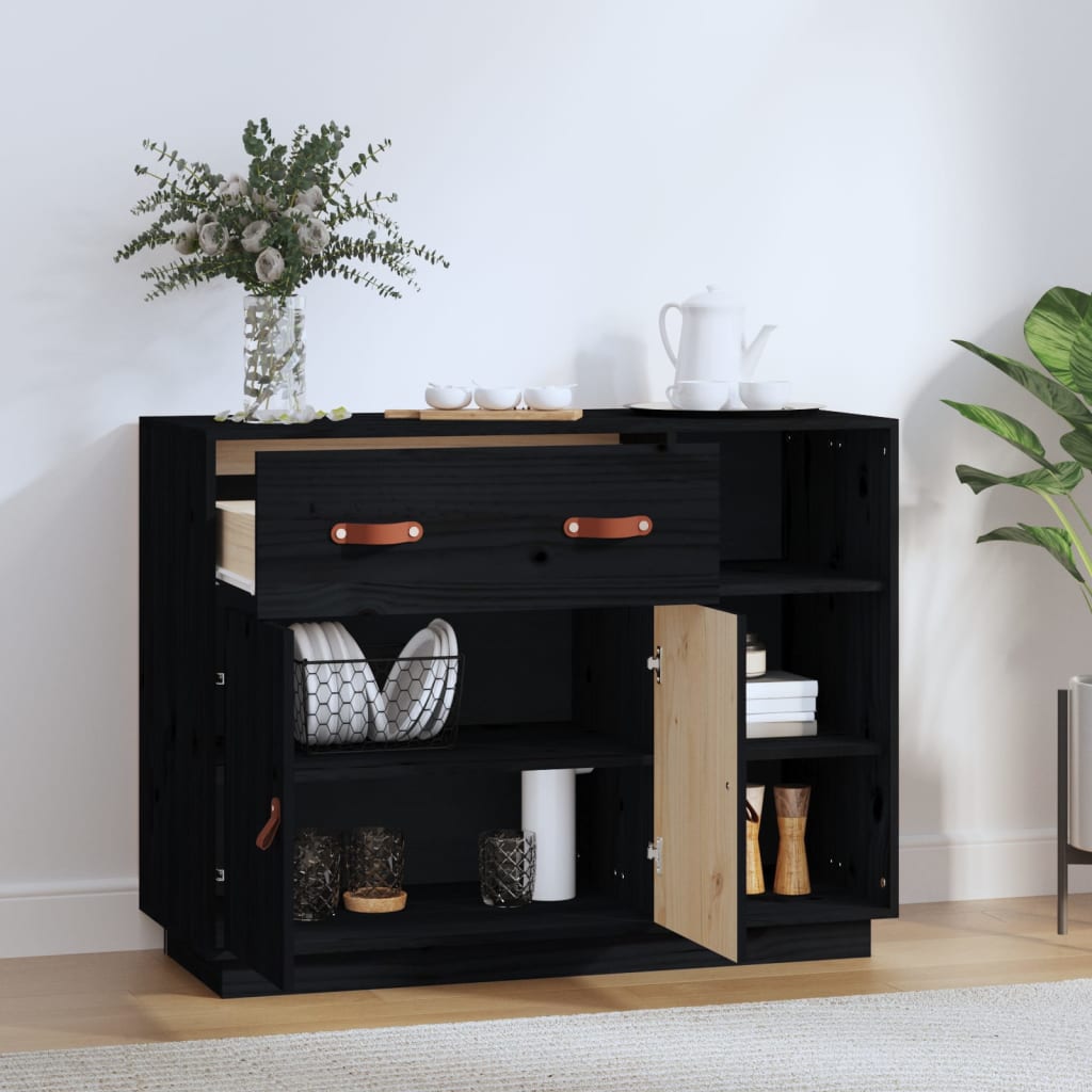 Buffet Noir 98,5x40x75 cm Bois massif de pin Buffets & bahuts vidaXL   