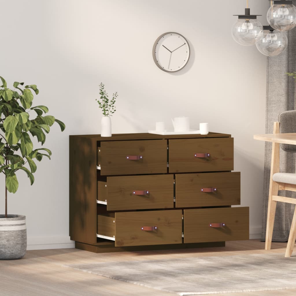 Buffet Marron miel 100x40x75 cm Bois massif de pin Buffets & bahuts vidaXL   