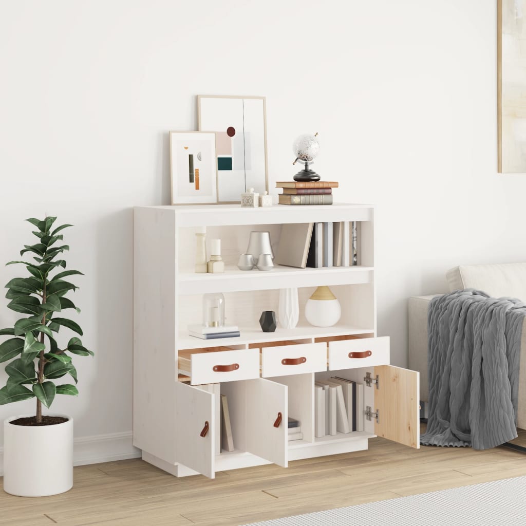 Buffet haut Blanc 100x40x108,5 cm Bois massif de pin Buffets & bahuts vidaXL   