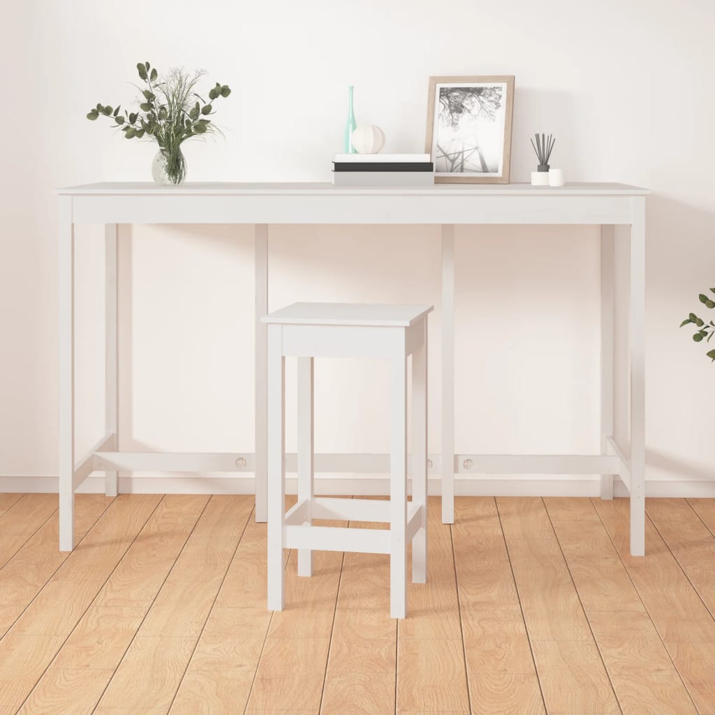 Table de bar Blanc 180x80x110 cm Bois massif de pin Tables à manger vidaXL   