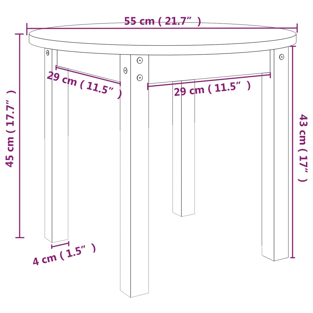 Table basse Blanc Ø 55x45 cm Bois massif de pin Tables basses vidaXL   