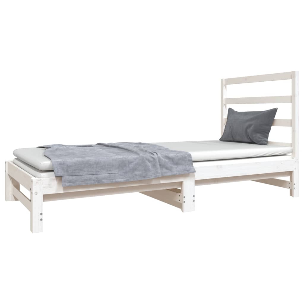 Lit coulissant Blanc 2x(90x190) cm Bois de pin massif Lits & cadres de lit vidaXL   