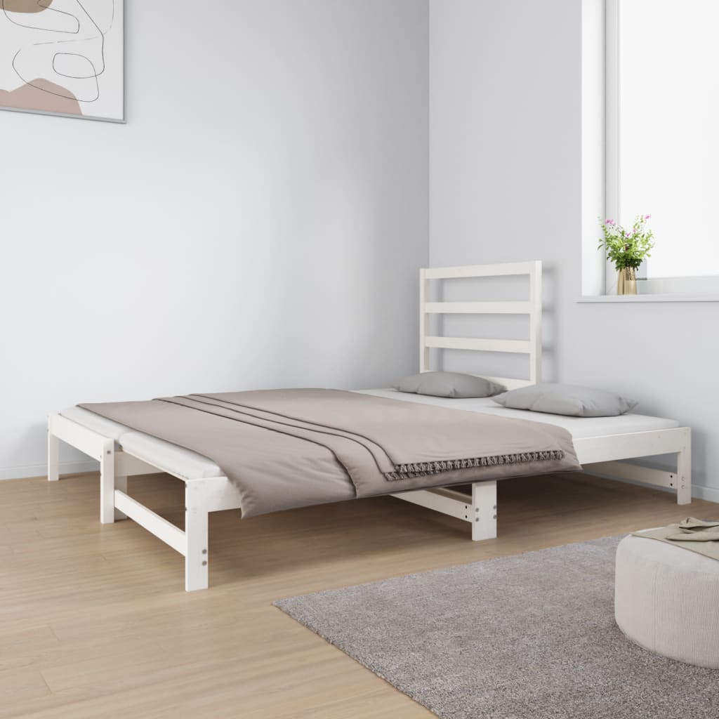 Lit coulissant Blanc 2x(90x190) cm Bois de pin massif Lits & cadres de lit vidaXL   