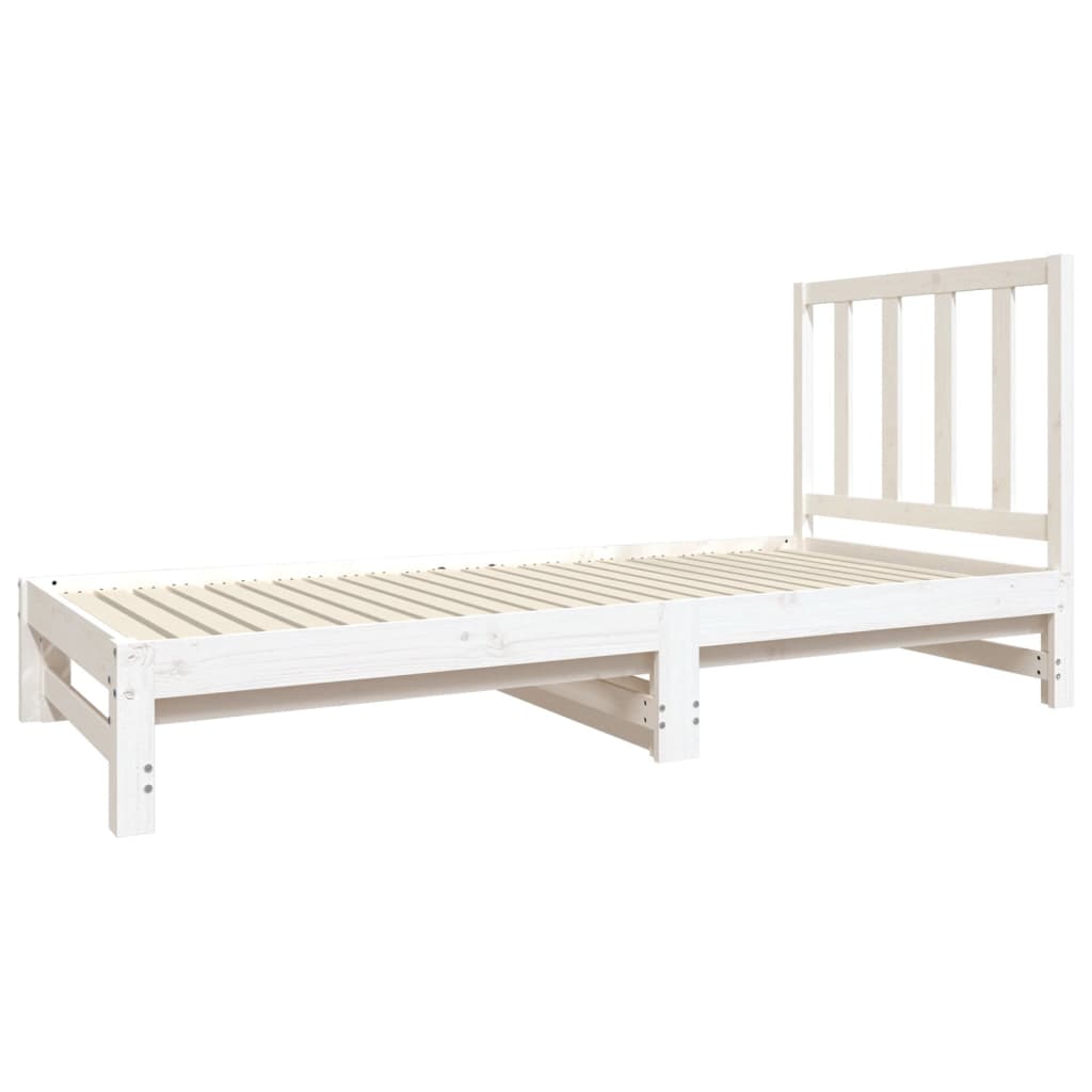 Lit coulissant Blanc 2x(90x190) cm Bois de pin massif Lits & cadres de lit vidaXL   